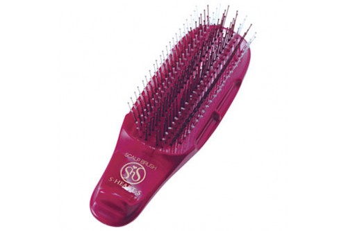 Укороченная профессиональная массажная расческа Scalp Brush Red, S-Heart-S, красная, 376 зубчиков
