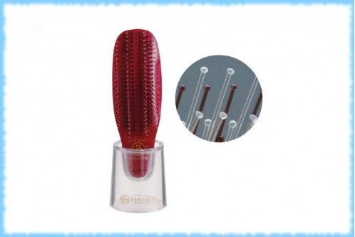 Укороченная профессиональная массажная расческа Scalp Brush Red, S-Heart-S, красная, 376 зубчиков