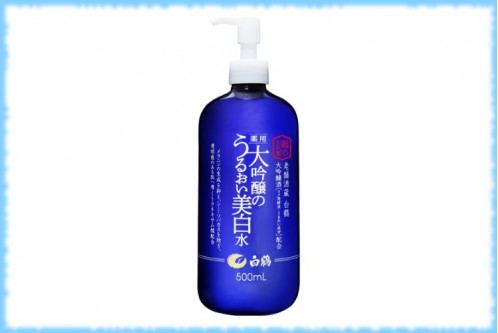 Осветляющий и увлажняющий лосьон с саке для сияющей кожи Tsuru no Tamatebako Medicated Daiginjo Moisture Whitening Lotion, HAKUTSURU, 500 мл.