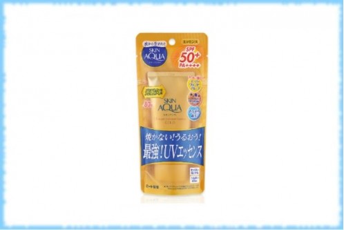 Глубокоувлажняющая солнцезащитная эссенция Rohto Skin Aqua Super Moisture Essence Gold Sunscreen, 80 гр.