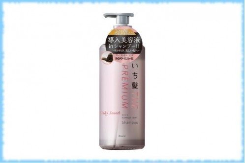 Восстанавливающий разглаживающий шампунь с экстрактом вишни Kracie Ichikami The Premium Silky Smooth Extra Damage Care Shampoo, 480 мл.
